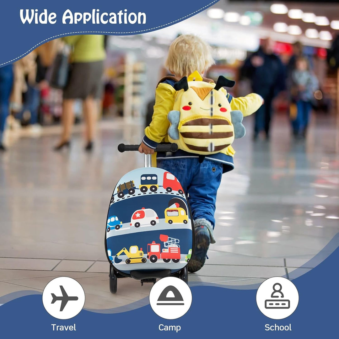 Children’s 2-in-1 Ride-On Scooter Suitcase with LED Wheels