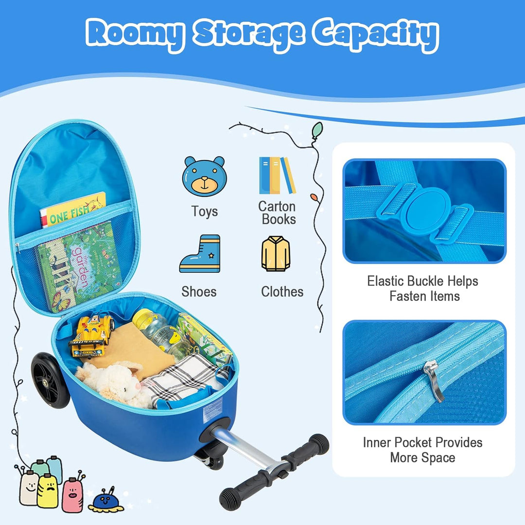Children’s 2-in-1 Ride-On Scooter Suitcase with LED Wheels