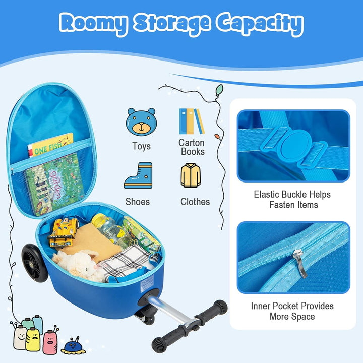 Children’s 2-in-1 Ride-On Scooter Suitcase with LED Wheels