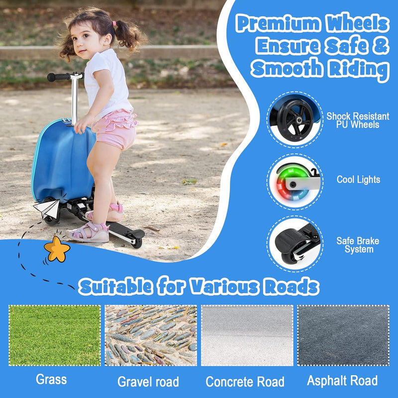 Children’s 2-in-1 Ride-On Scooter Suitcase with LED Wheels