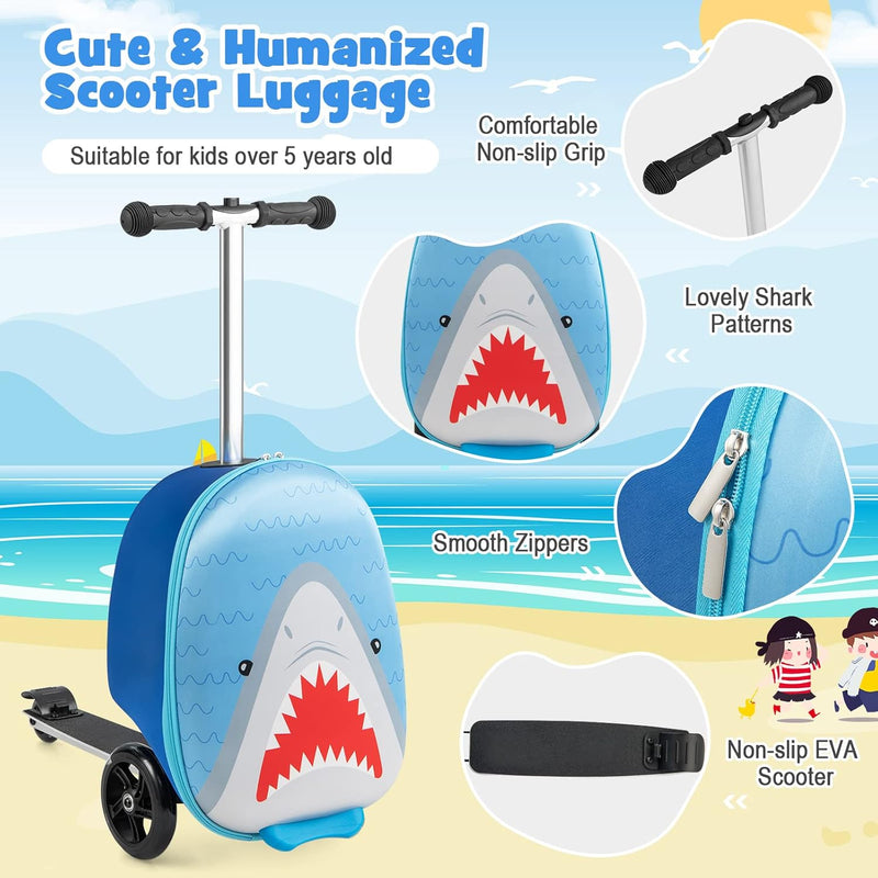 Children’s 2-in-1 Ride-On Scooter Suitcase with LED Wheels