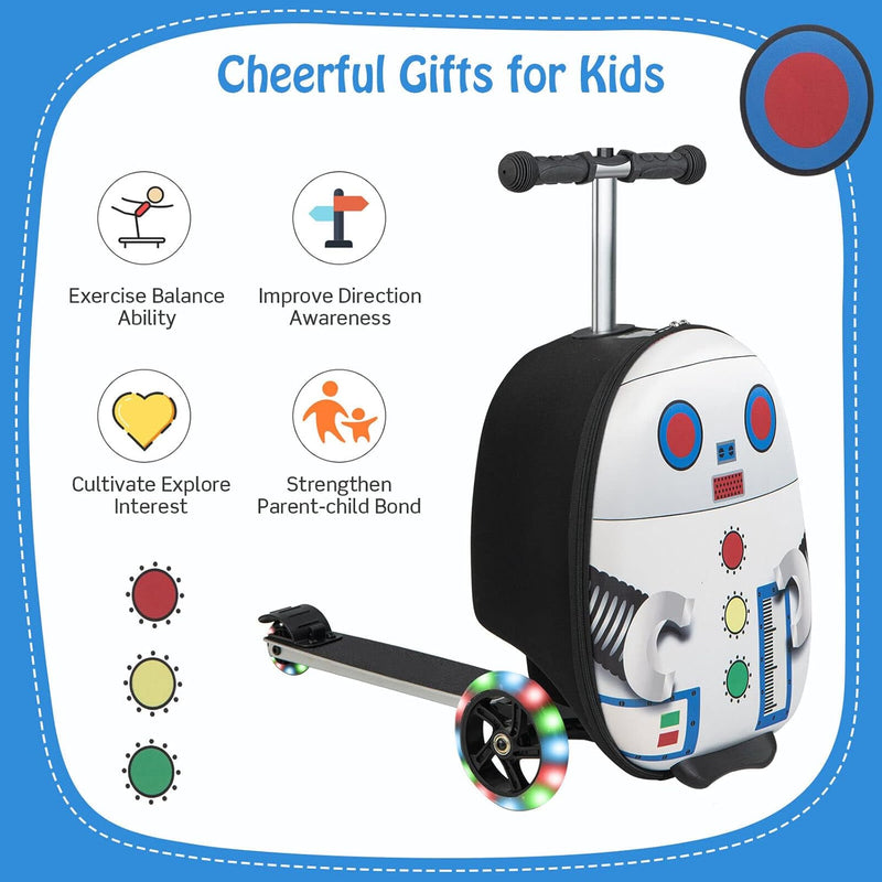 Children’s 2-in-1 Ride-On Scooter Suitcase with LED Wheels