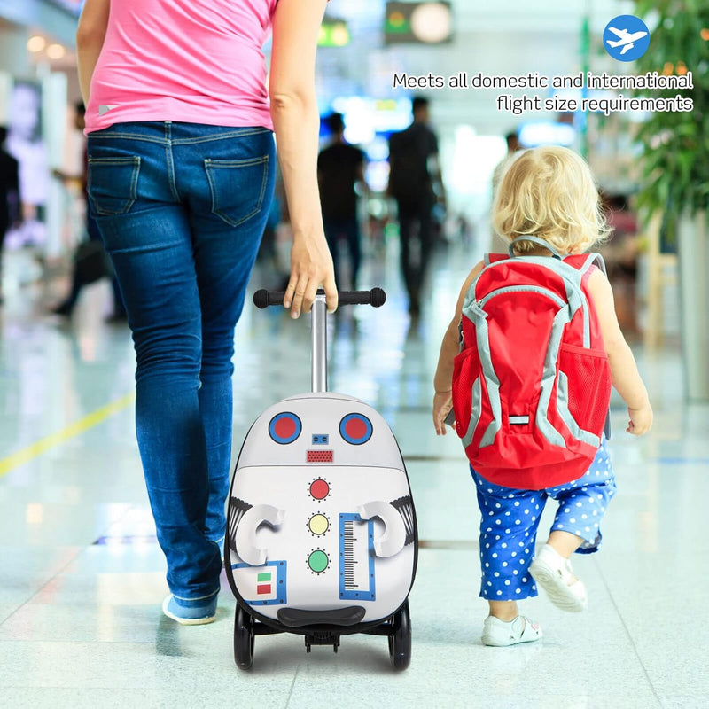 Children’s 2-in-1 Ride-On Scooter Suitcase with LED Wheels