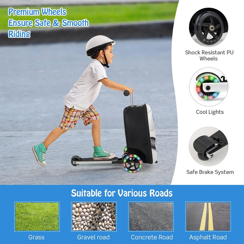 Children’s 2-in-1 Ride-On Scooter Suitcase with LED Wheels