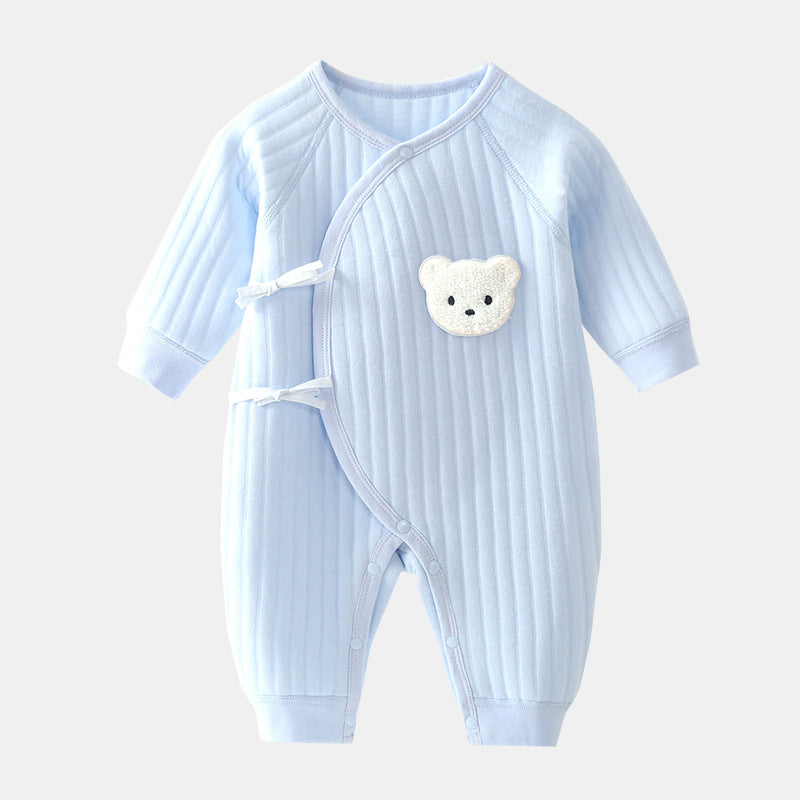 Baby romper with bear - Spring & autumn clothing-Blue-3M-State of Style