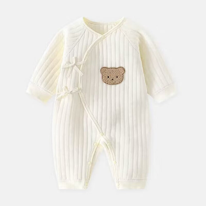 Baby romper with bear - Spring & autumn clothing-Khaki-3M-State of Style