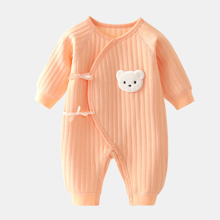 Baby romper with bear - Spring & autumn clothing-Orange-3M-State of Style