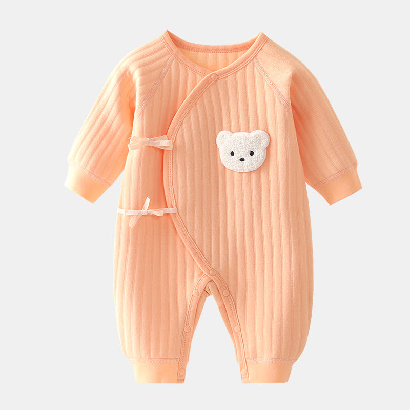 Baby romper with bear - Spring & autumn clothing-Orange-3M-State of Style