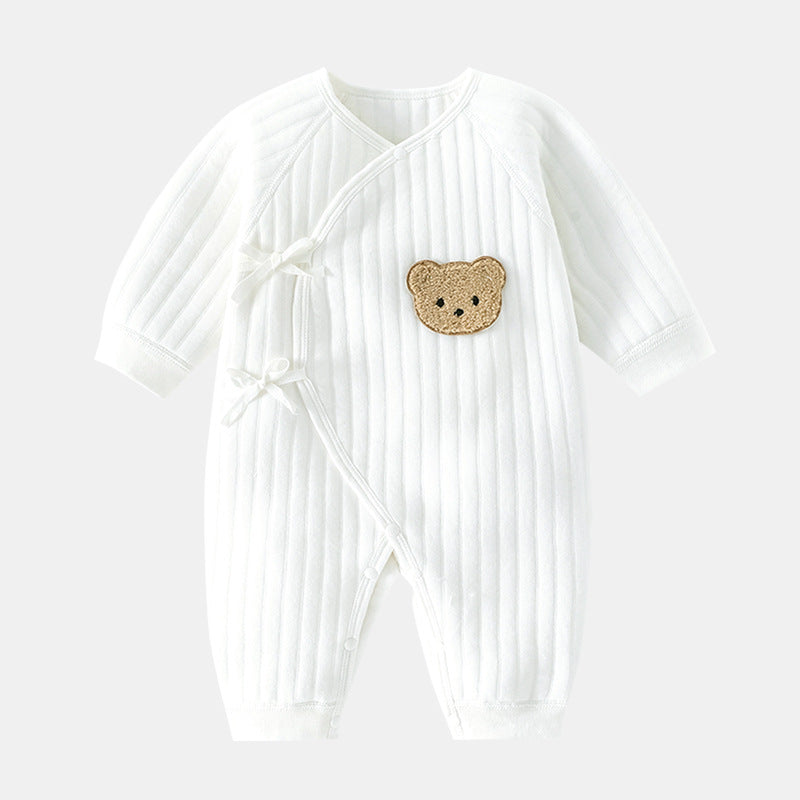 Baby romper with bear - Spring & autumn clothing-White-3M-State of Style