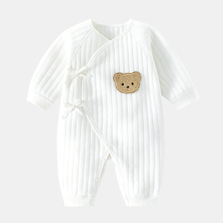 Baby romper with bear - Spring & autumn clothing-White-3M-State of Style