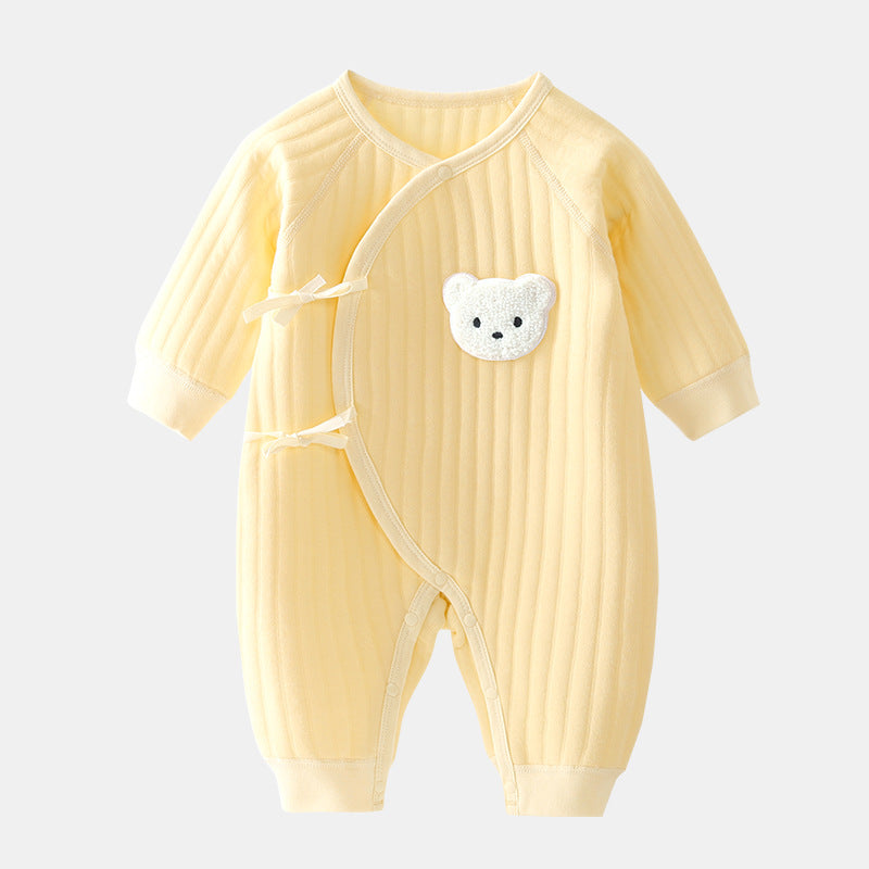 Baby romper with bear - Spring & autumn clothing-Yellow-3M-State of Style