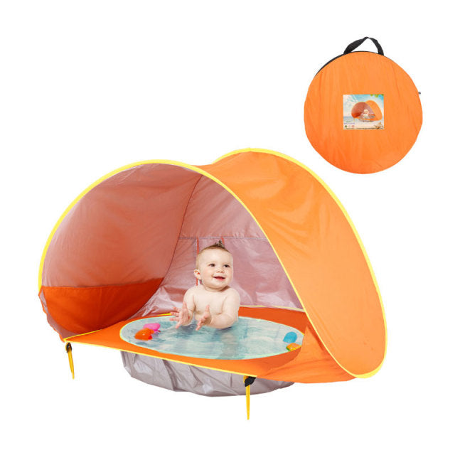 Baby tent with UV protection and Mini Pool – SunShell-Orange-State of Style