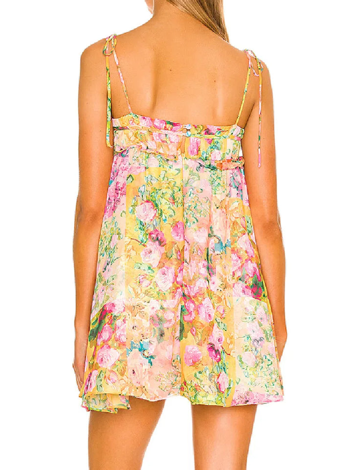 Backless Bohemian Mini Dress with Floral Print – Juliette-S-State of Style