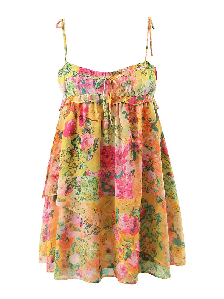 Backless Bohemian Mini Dress with Floral Print – Juliette-S-State of Style