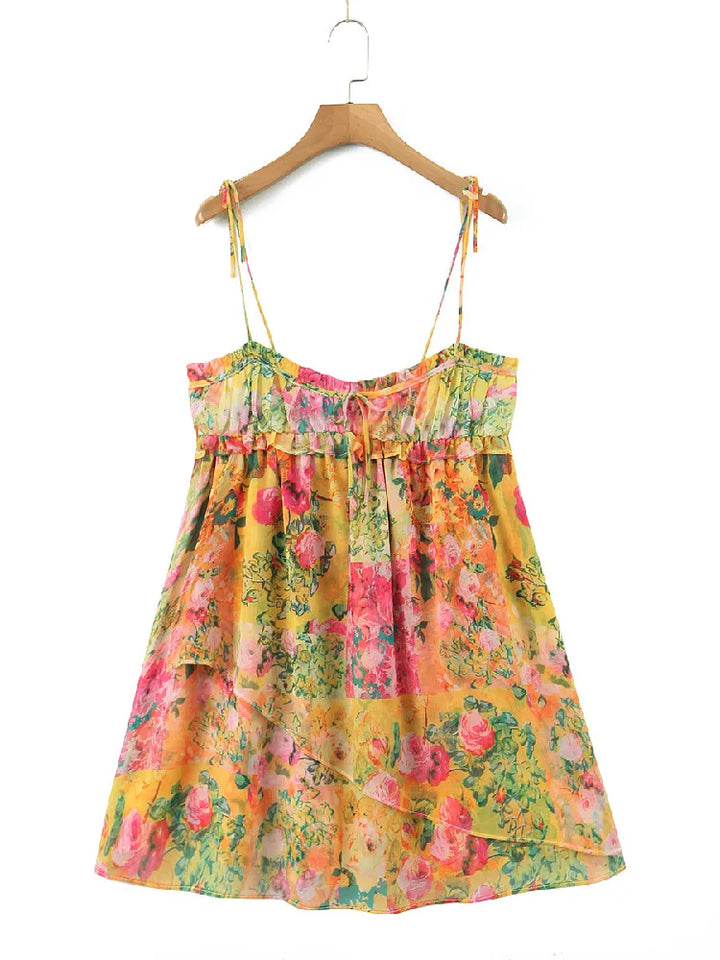 Backless Bohemian Mini Dress with Floral Print – Juliette-S-State of Style