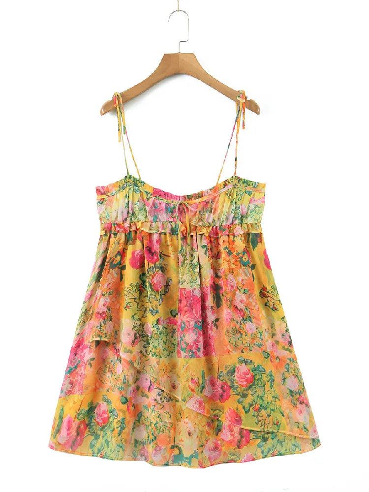 Backless Bohemian Mini Dress with Floral Print – Juliette-S-State of Style