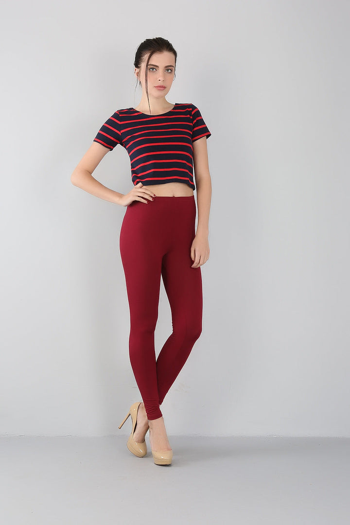 Bamboo Slim Fit Plus-Size Leggings-Red-2XL-State of Style
