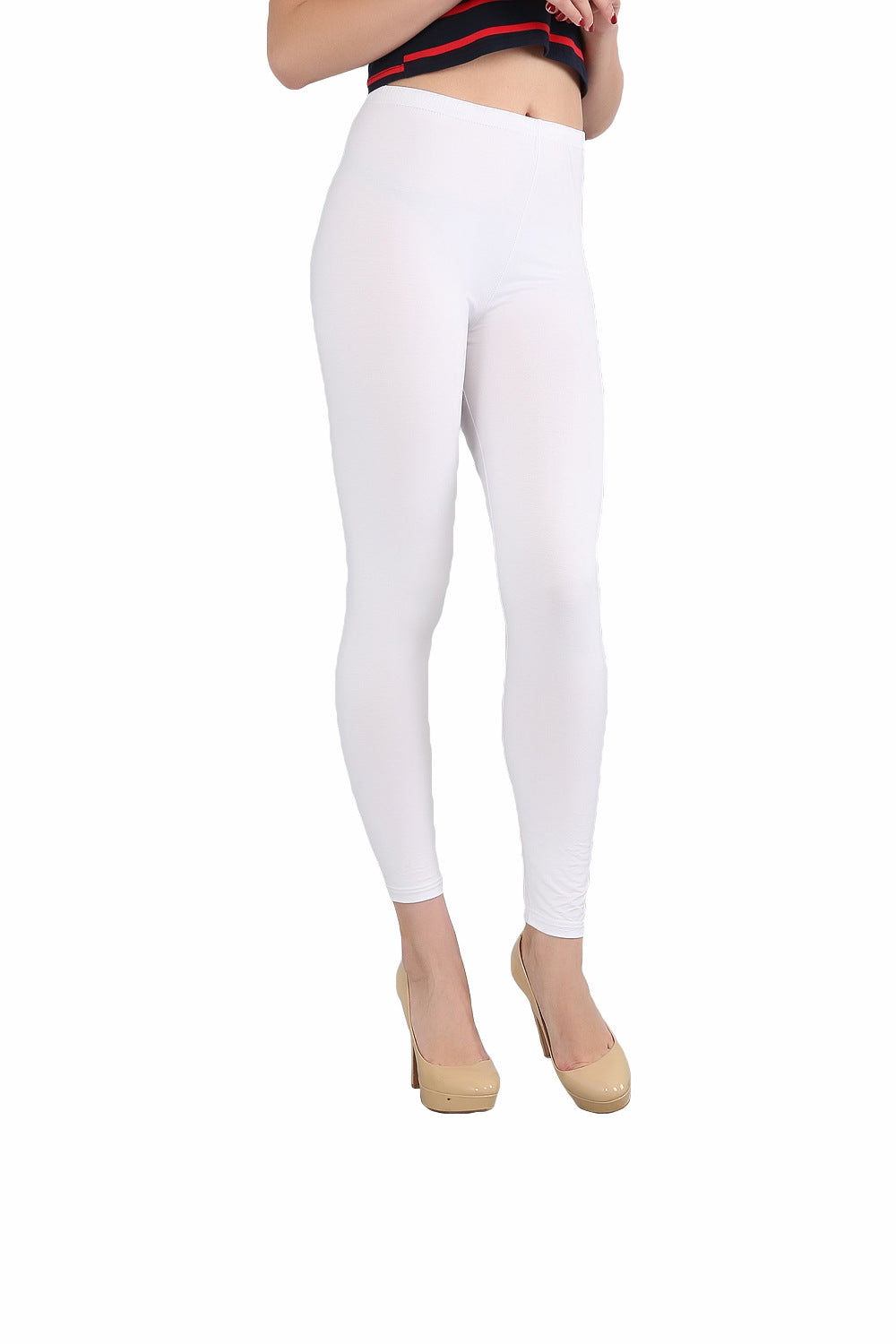 Bamboo Slim Fit Plus-Size Leggings-White-2XL-State of Style