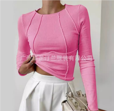 Basic Women's Long Sleeve Shirt - Mira-Pink-XS-State of Style