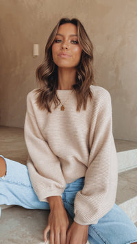 Beige Knitted Women's Jumper - Isabella-Beige-XS-State of Style