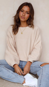 Beige Knitted Women's Jumper - Isabella-Beige-XS-State of Style
