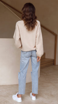 Beige Knitted Women's Jumper - Isabella-Beige-XS-State of Style