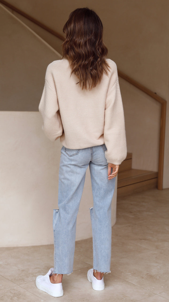 Beige Knitted Women's Jumper - Isabella-Beige-XS-State of Style