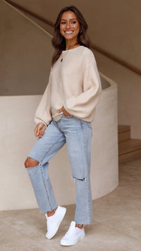 Beige Knitted Women's Jumper - Isabella-Beige-XS-State of Style
