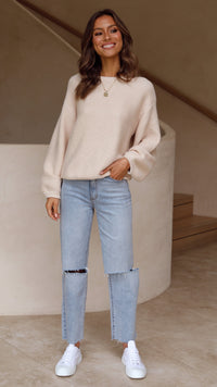 Beige Knitted Women's Jumper - Isabella-Beige-XS-State of Style