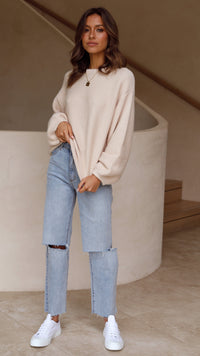 Beige Knitted Women's Jumper - Isabella-Beige-XS-State of Style