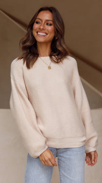 Beige Knitted Women's Jumper - Isabella-Beige-XS-State of Style