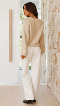 Beige Knitted Women's Jumper - Isabella-Beige-XS-State of Style