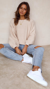 Beige Knitted Women's Jumper - Isabella-Beige-XS-State of Style