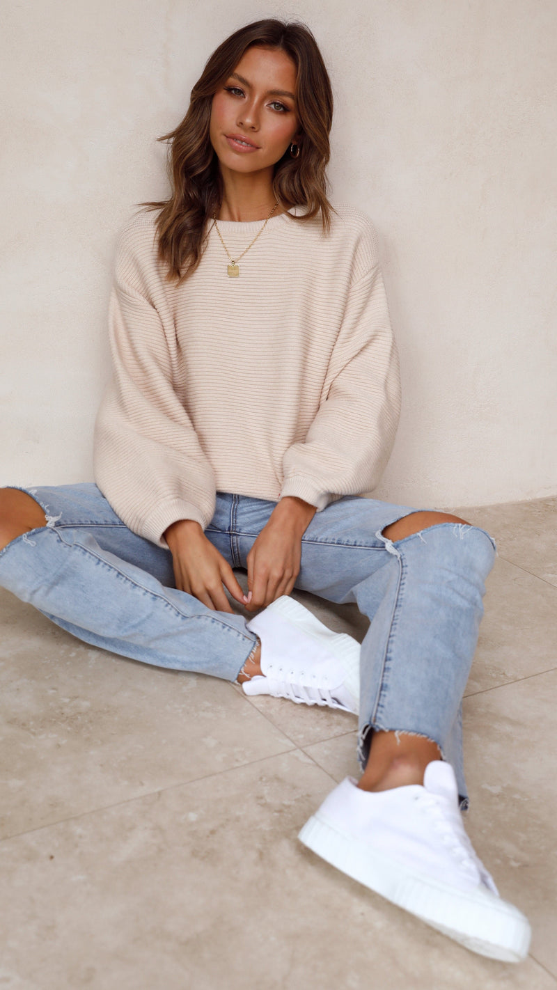 Beige Knitted Women's Jumper - Isabella-Beige-XS-State of Style