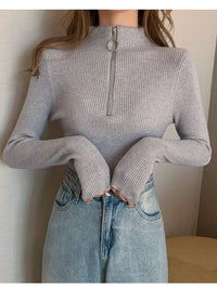 BellasShirt | Women's Turtleneck Sweater-Grey-One Size-State of Style