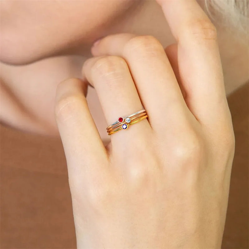 Birthstone Ring | Simple Design | Personalised Gift-JANUARY-5-GOLD-State of Style