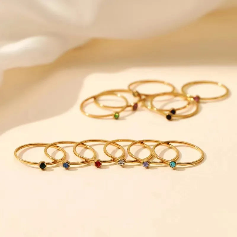Birthstone Ring | Simple Design | Personalised Gift-JANUARY-5-GOLD-State of Style
