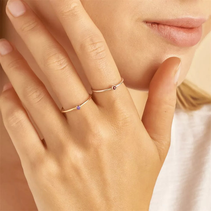 Birthstone Ring | Simple Design | Personalised Gift-JANUARY-5-GOLD-State of Style
