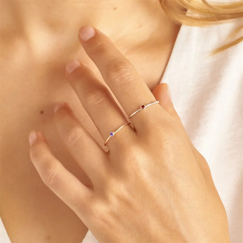 Birthstone Ring | Simple Design | Personalised Gift-JANUARY-5-GOLD-State of Style
