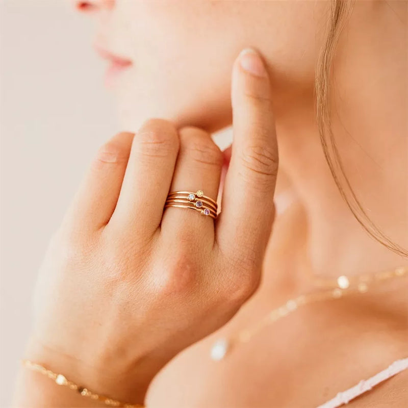 Birthstone Ring | Simple Design | Personalised Gift-JANUARY-5-GOLD-State of Style