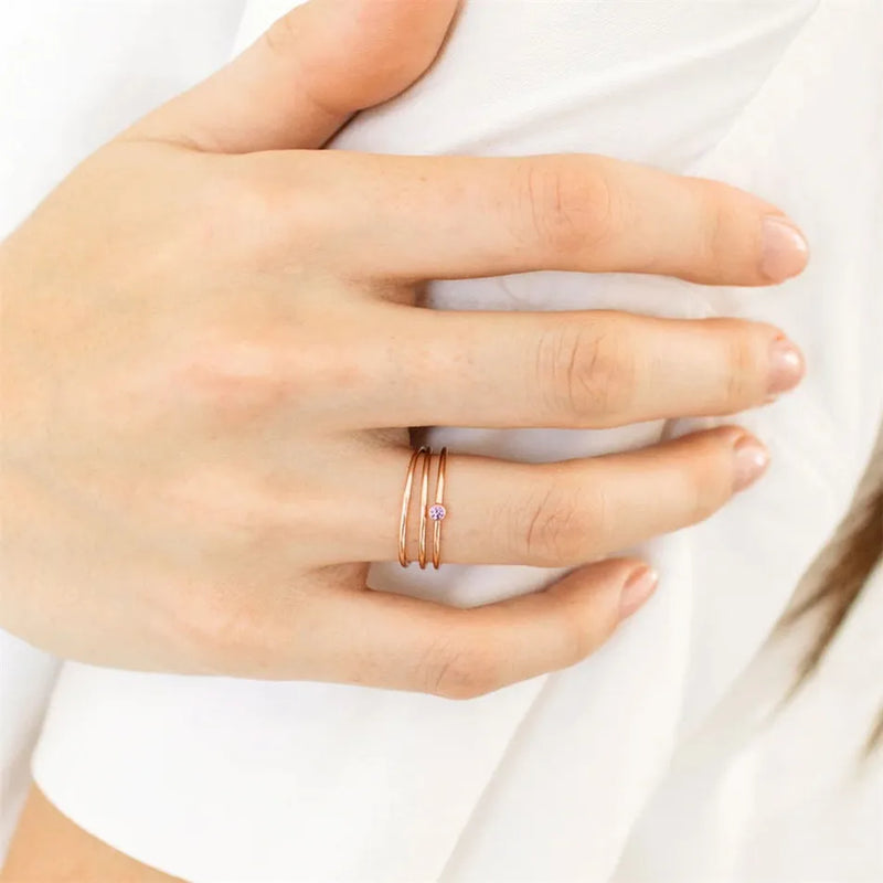 Birthstone Ring | Simple Design | Personalised Gift-JANUARY-5-GOLD-State of Style