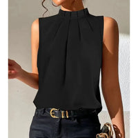 Black Casual Pleated Top – Lynette-Sleeveless-S-State of Style
