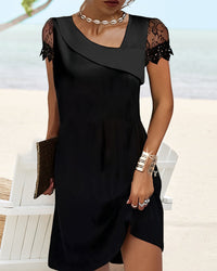 Black Lace Mini Dress for Women with V-Neck – Samira-S-State of Style