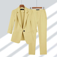 Blazer and Trousers Outfit - Sophia Set-Yellow-S-State of Style