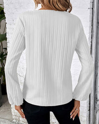 Blouse with Long Sleeves and V-Neck - Alina-Beige-S-State of Style