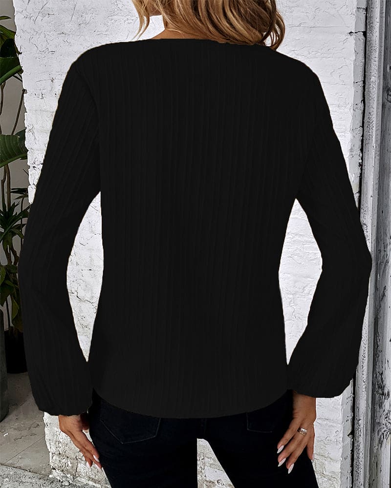 Blouse with Long Sleeves and V-Neck - Alina-Beige-S-State of Style