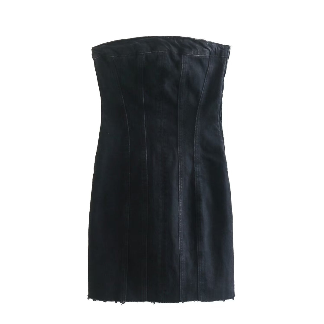 Bobbie Strapless Denim Dress | Cool and Unique-Black-XS-State of Style