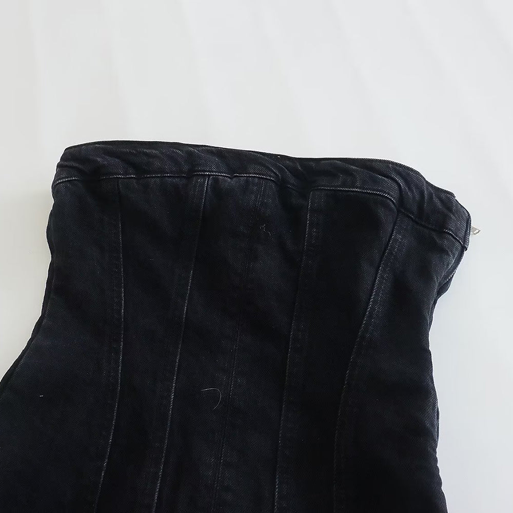 Bobbie Strapless Denim Dress | Cool and Unique-Light Blue-XS-State of Style