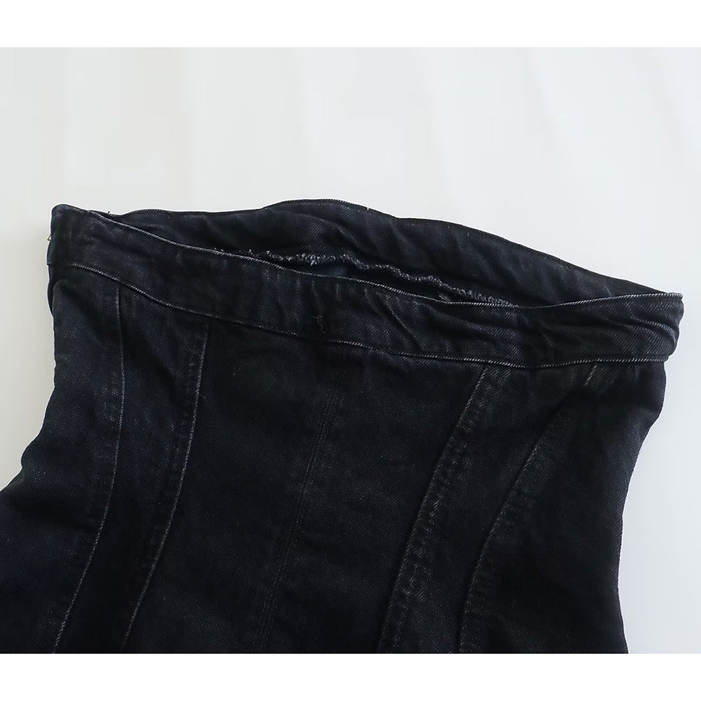 Bobbie Strapless Denim Dress | Cool and Unique-Light Blue-XS-State of Style