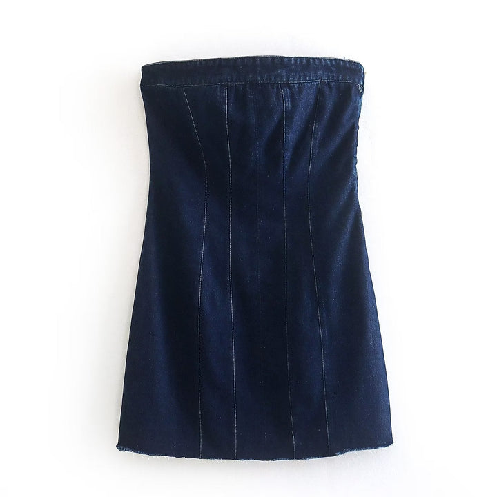 Bobbie Strapless Denim Dress | Cool and Unique-Light Blue-XS-State of Style